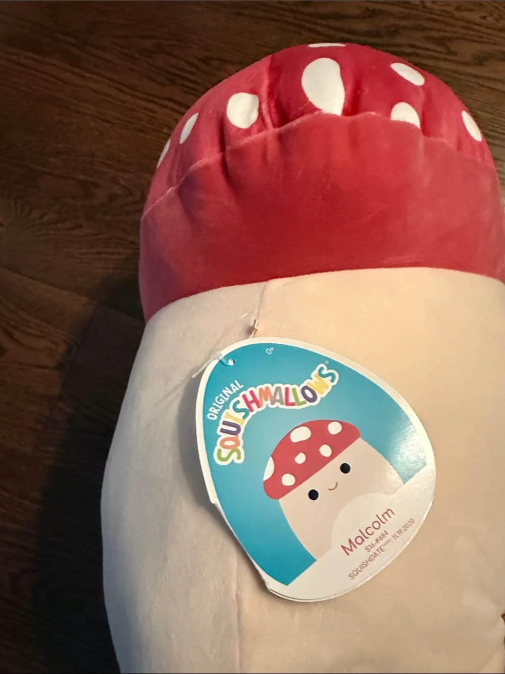 Squishmallows Red and White Mushroom Plush Pillow